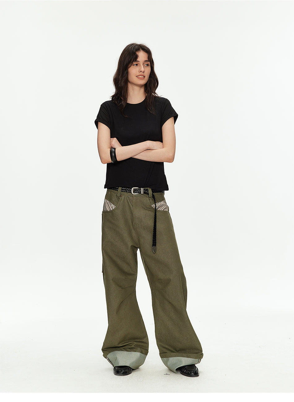 MADWITCH PLAID CARGO BAGGY PANTS #CK61007