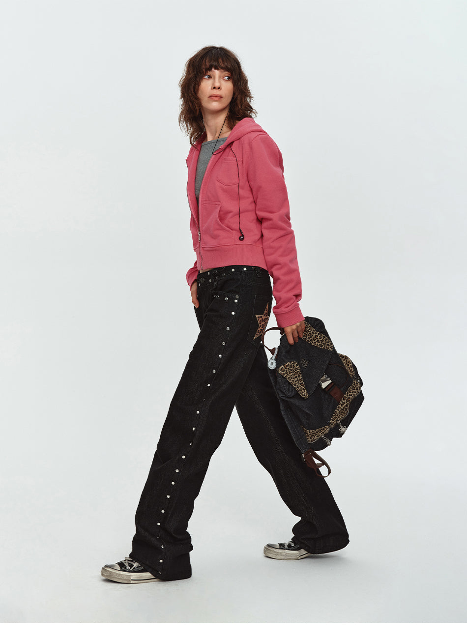 MADWITCH WASHED CROPPED ZIP HOODIE #2026712