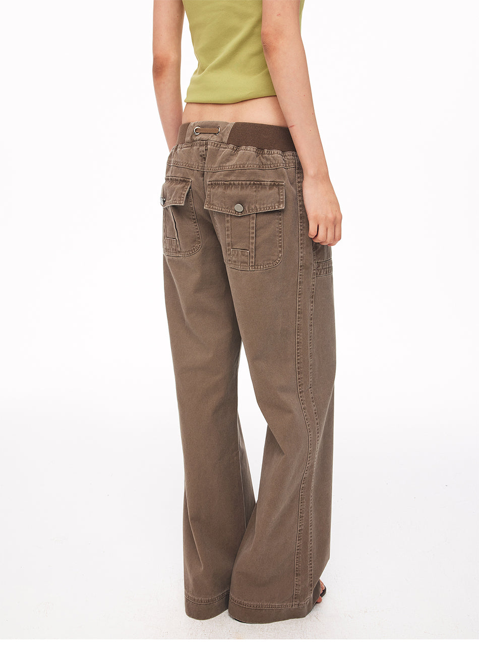 MADWITCH WASHED DISTRESSED DRAWSTRING CARGO PANTS #A635