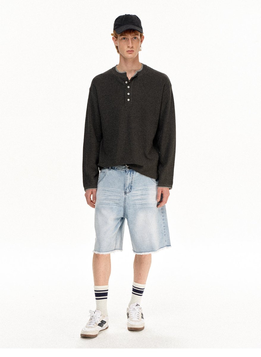 MADWITCH HENLEY WAFFLE KNIT TEE 68633 - MadWitch Store