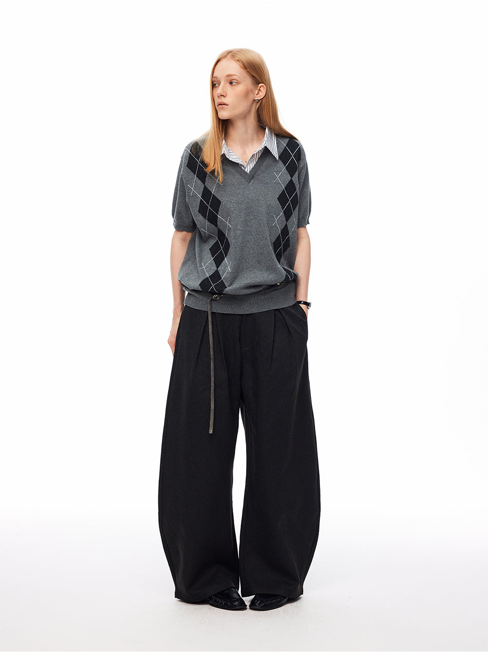 MADWITCH VINTAGE DOUBLE-PLEATED WIDE-LEG TROUSERS #CK61011