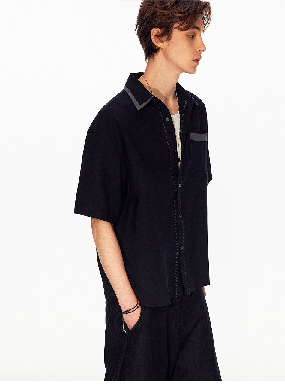 MADWITCH COLORBLOCK LINEN POCKET SHIRT #880822