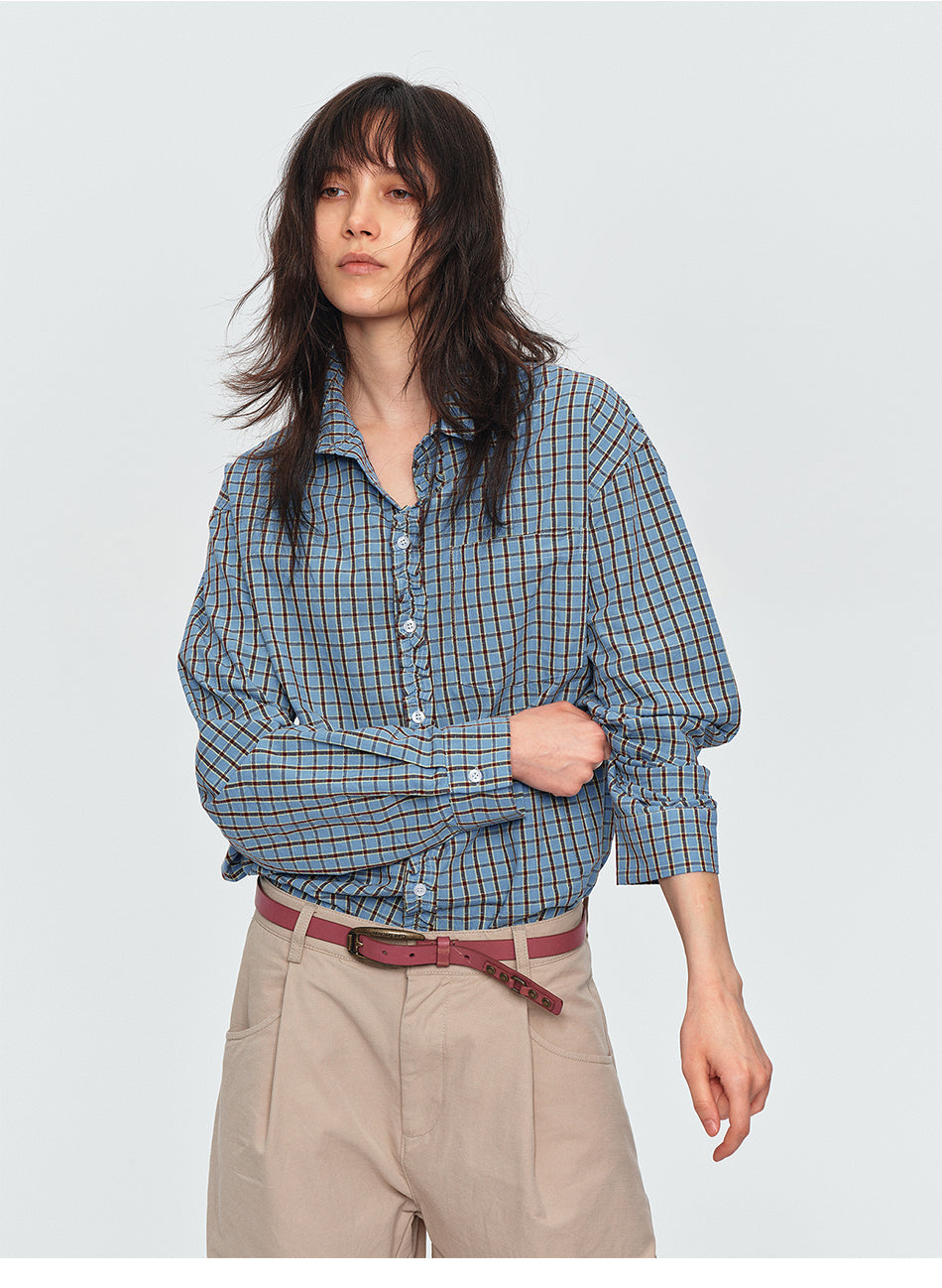 MADWITCH RUCHED PLACKET PLAID SHIRT #26090