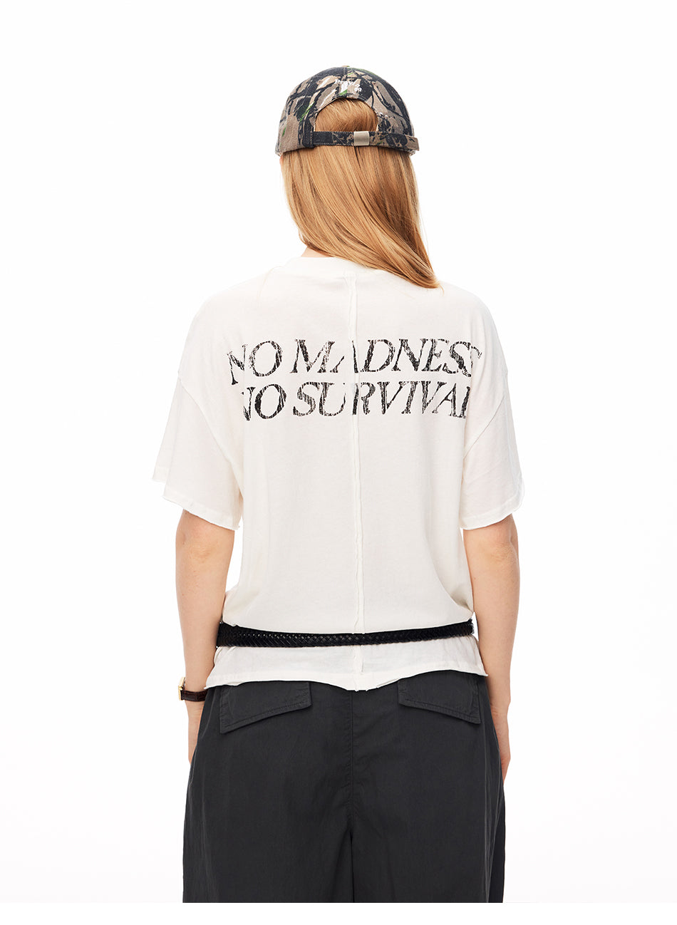 MADWITCH DISTRESSED SLOGAN SILHOUETTE GRAPHIC TEE #TC137