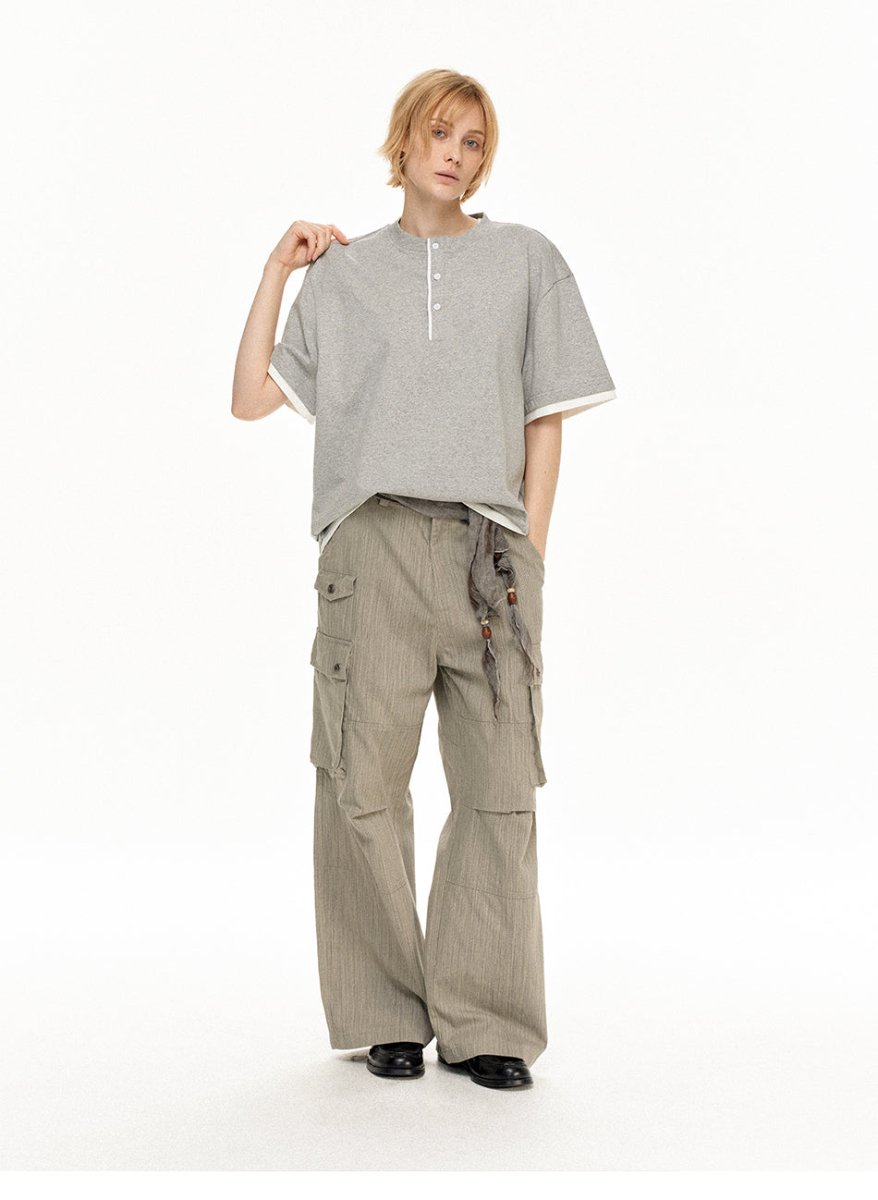 MADWITCH VINTAGE HENLEY FAUX LAYER TEE N2013 - MadWitch Store