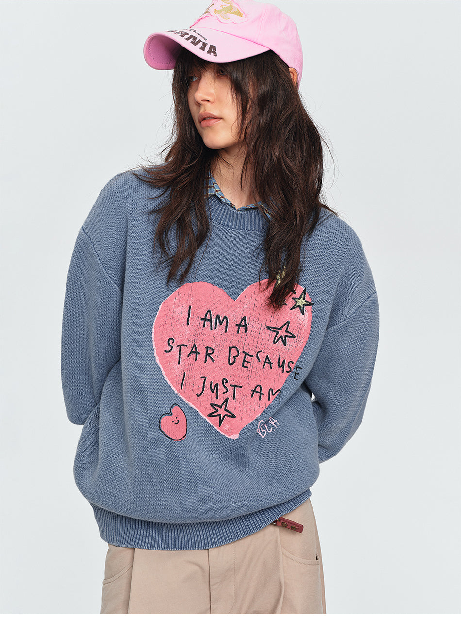 MADWITCH GRAFFITI HEART OVERSIZED SWEATER #MY2609