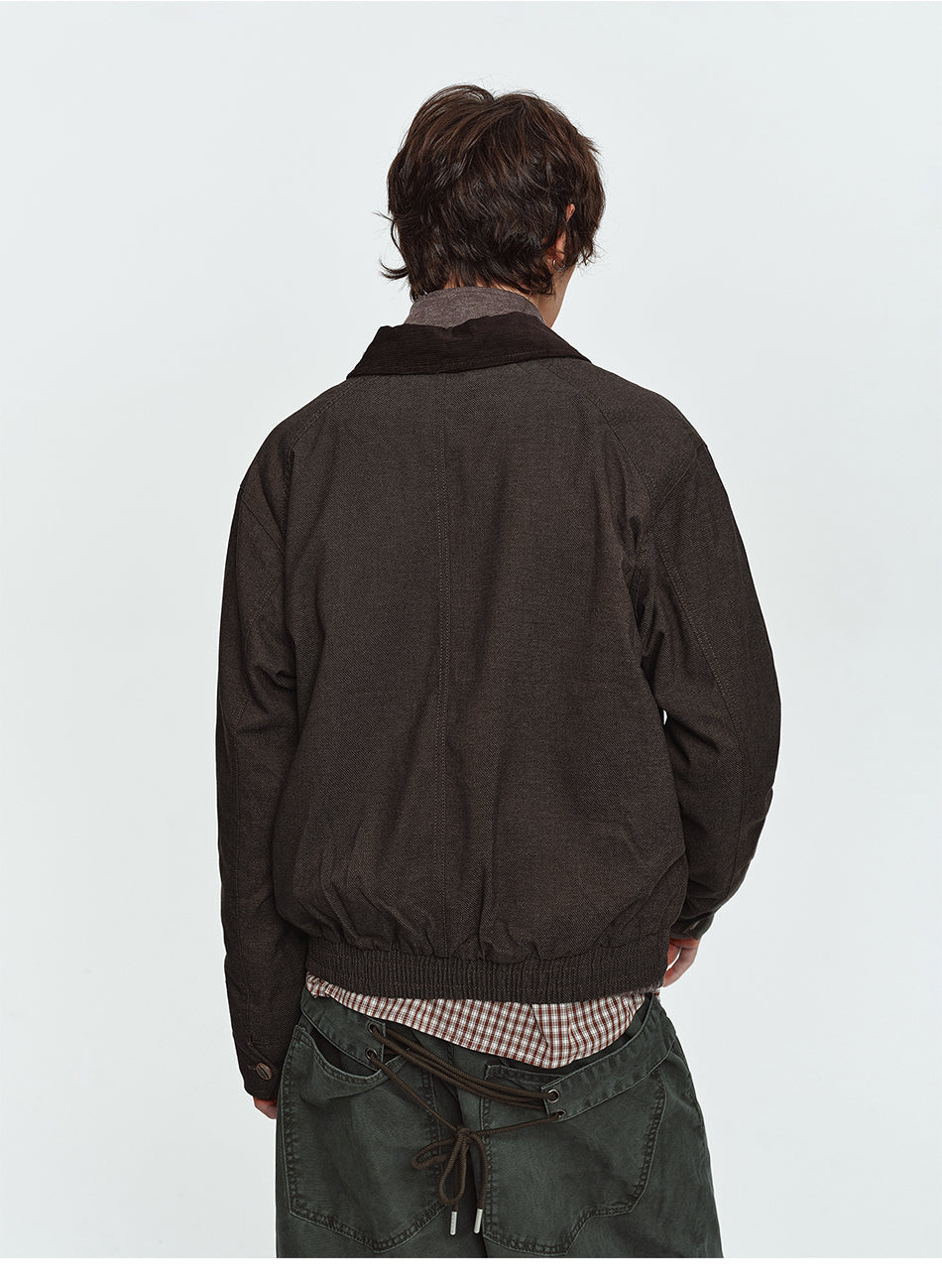 MADWITCH CONTRAST-COLLAR TWO-WAY-ZIP HARRINGTON JACKET #2606WT6067