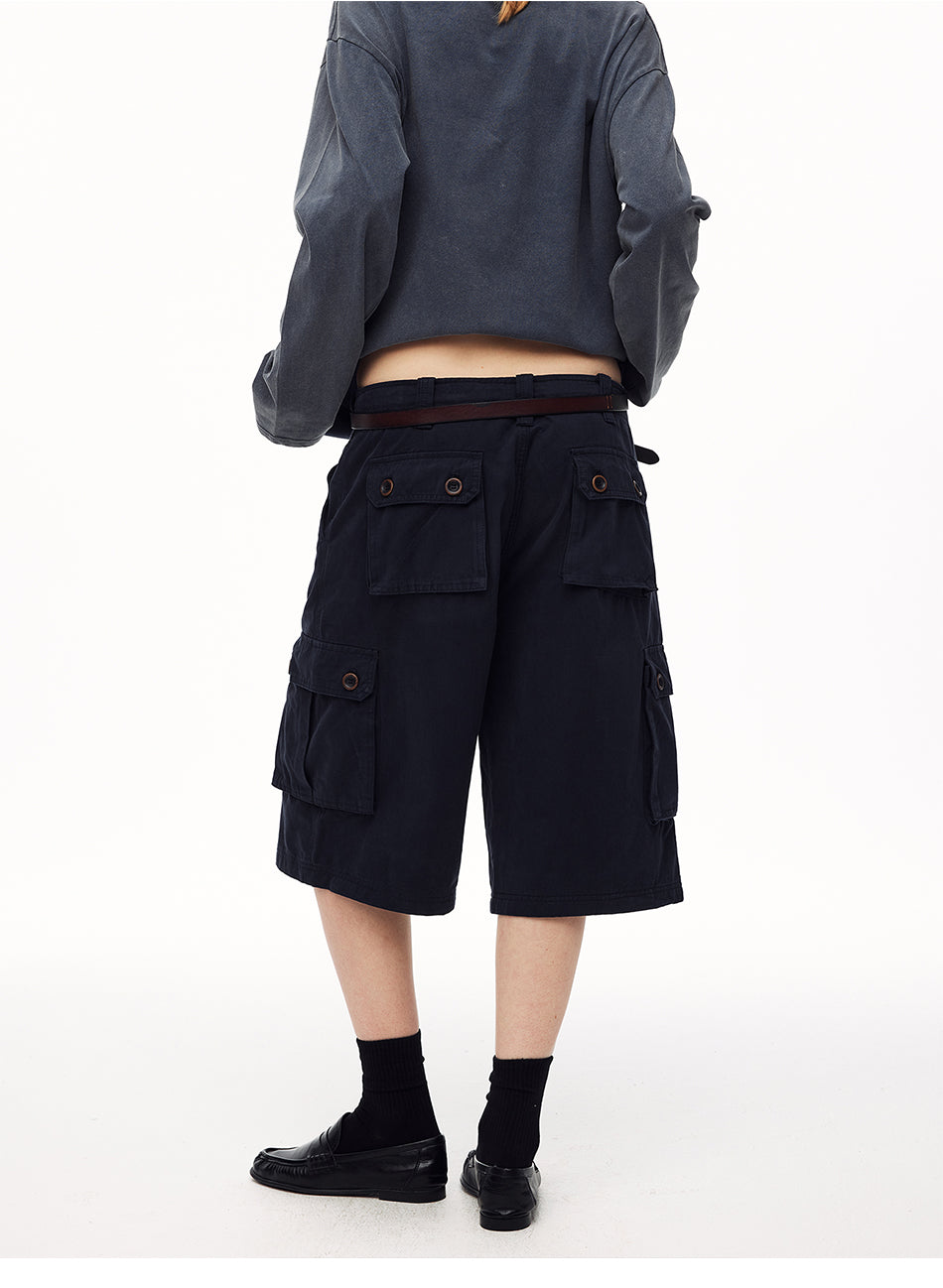 MADWITCH VINTAGE ZIP-POCKET CARGO CAPRI PANTS #A633