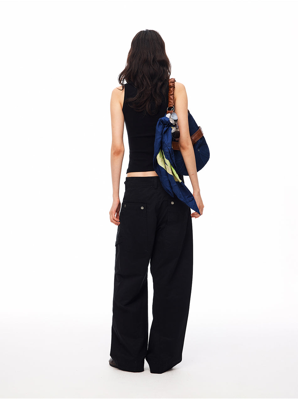 MADWITCH ADJUSTABLE WAIST CARGO WIDE-LEG PANTS #CK61012
