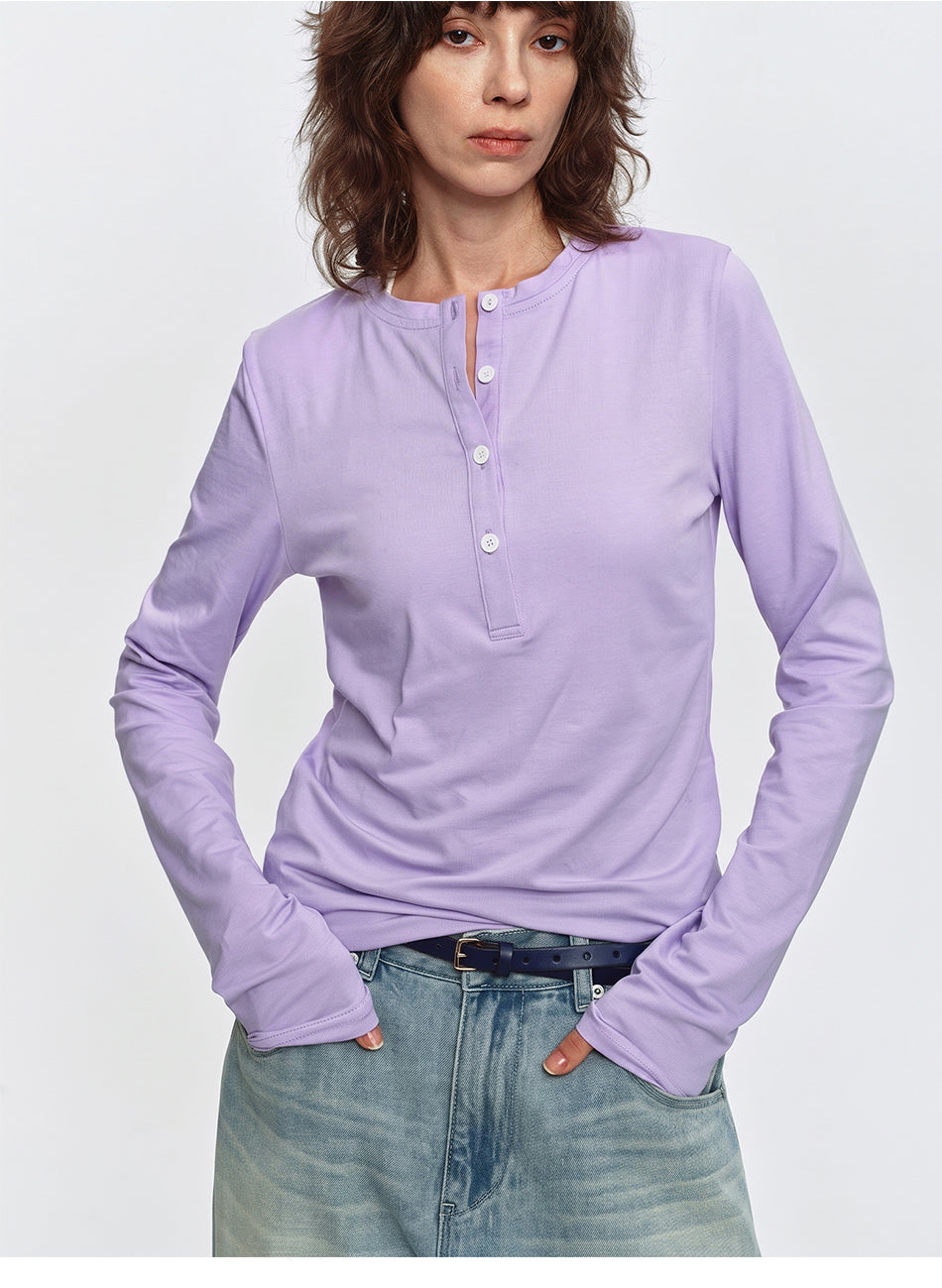 MADWITCH LIGHTWEIGHT LYOCELL-BLEND HENLEY SHIRT #TC155N