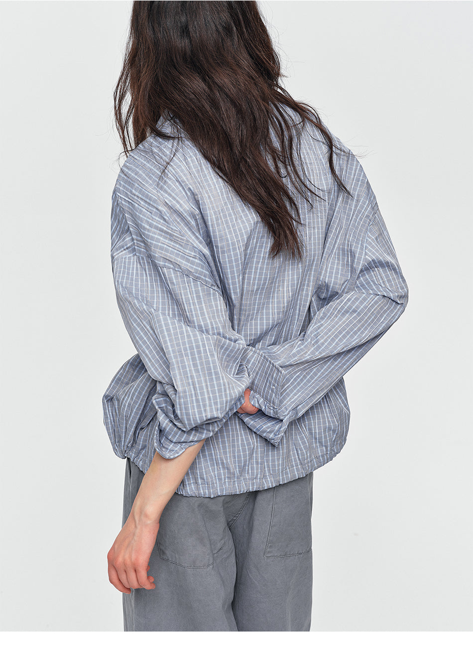 MADWITCH DRAWSTRING PLAID OVERSIZED SHIRT #26092