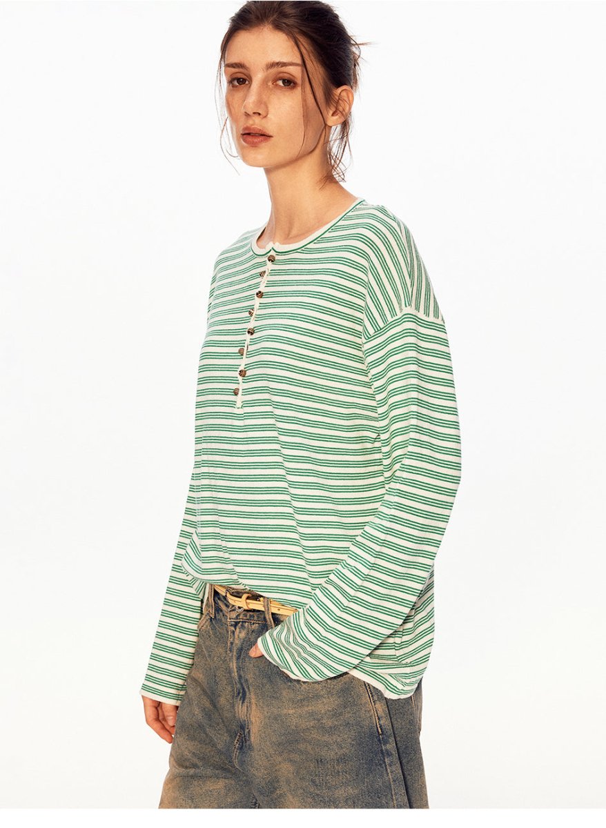 MADWITCH HENLEY LINEN TENCEL STRIPE TEE 68625 - MadWitch Store