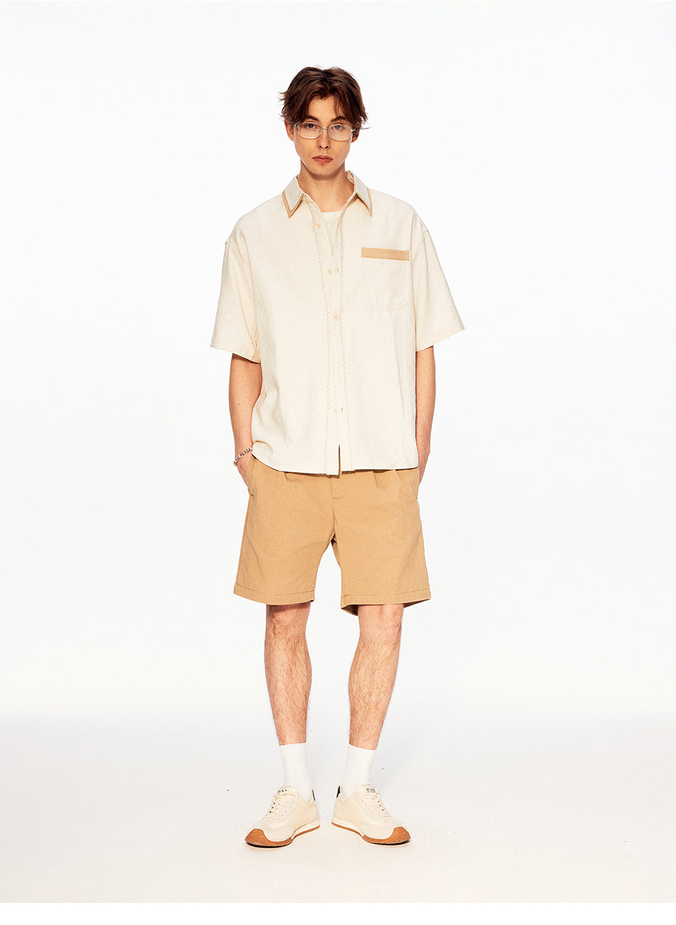 MADWITCH COLORBLOCK LINEN POCKET SHIRT #880822