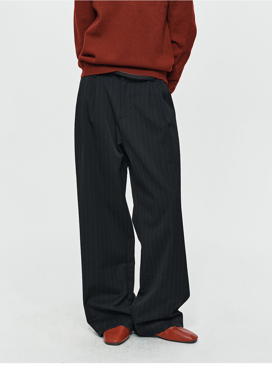 MADWITCH SHADOW-PINSTRIPE WIDE-LEG TROUSERS #AW26125