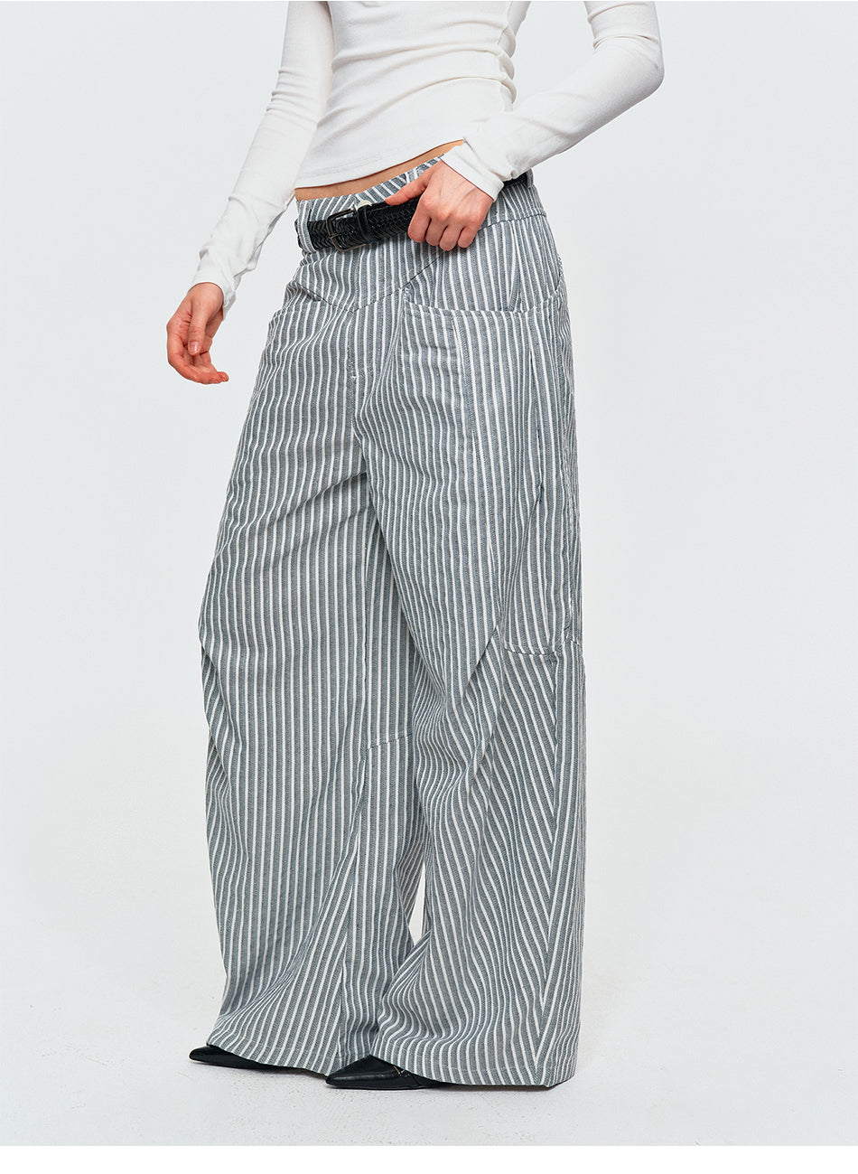 MADWITCH PLEATED STRIPED CURVED PANTS #CK61096
