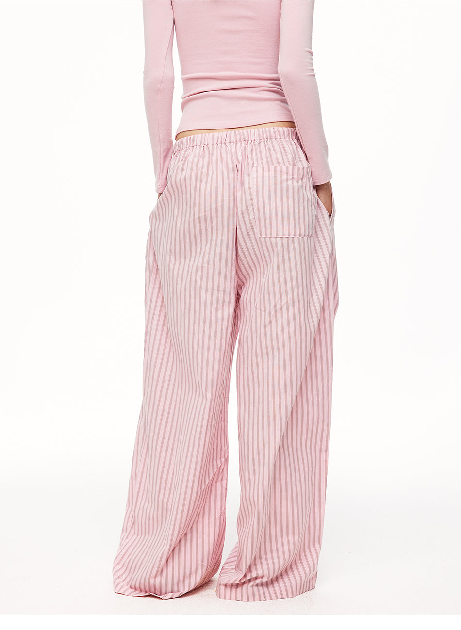MADWITCH STRIPED DRAWSTRING SLOUCHY WIDE-LEG PANTS #CK61056