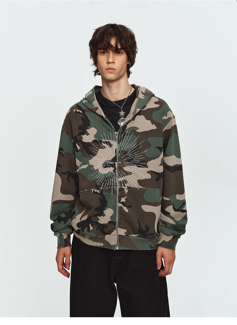 MADWITCH CAMO GRAPHIC-PRINT ZIP HOODIE #0309