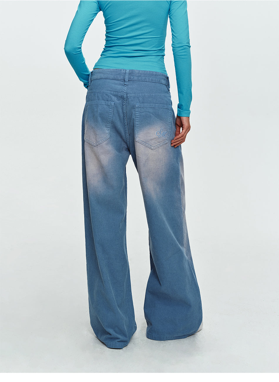 MADWITCH GRADIENT WASHED CORDUROY WIDE-LEG JEANS #G60130