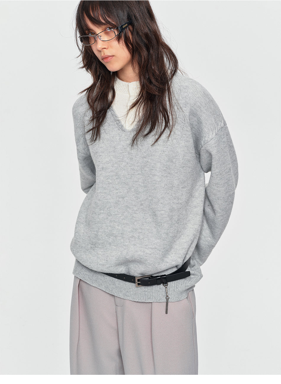 MADWITCH LAYERED HENLEY KNIT SWEATER #AW26832