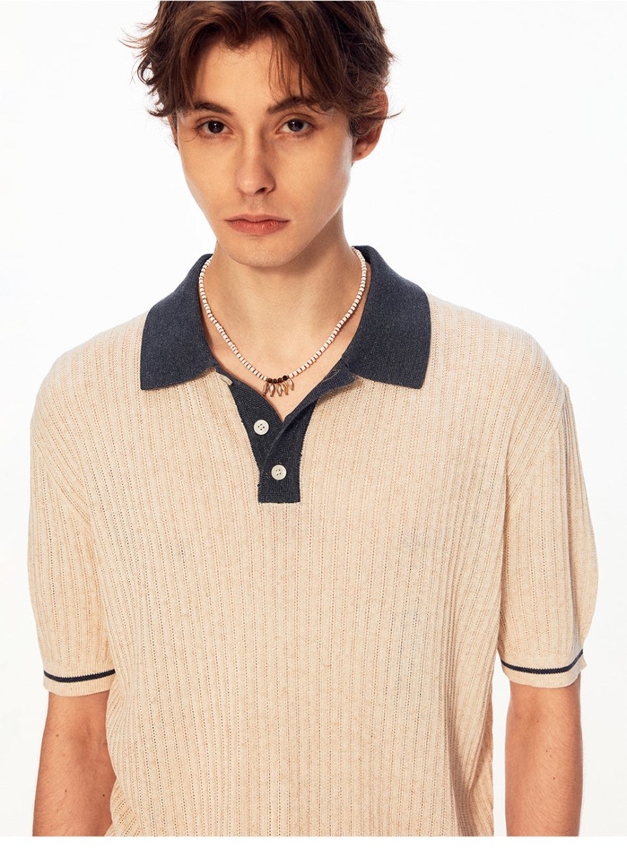 MADWITCH COLORBLOCK RIBBED POLO TEE MD27493 - MadWitch Store
