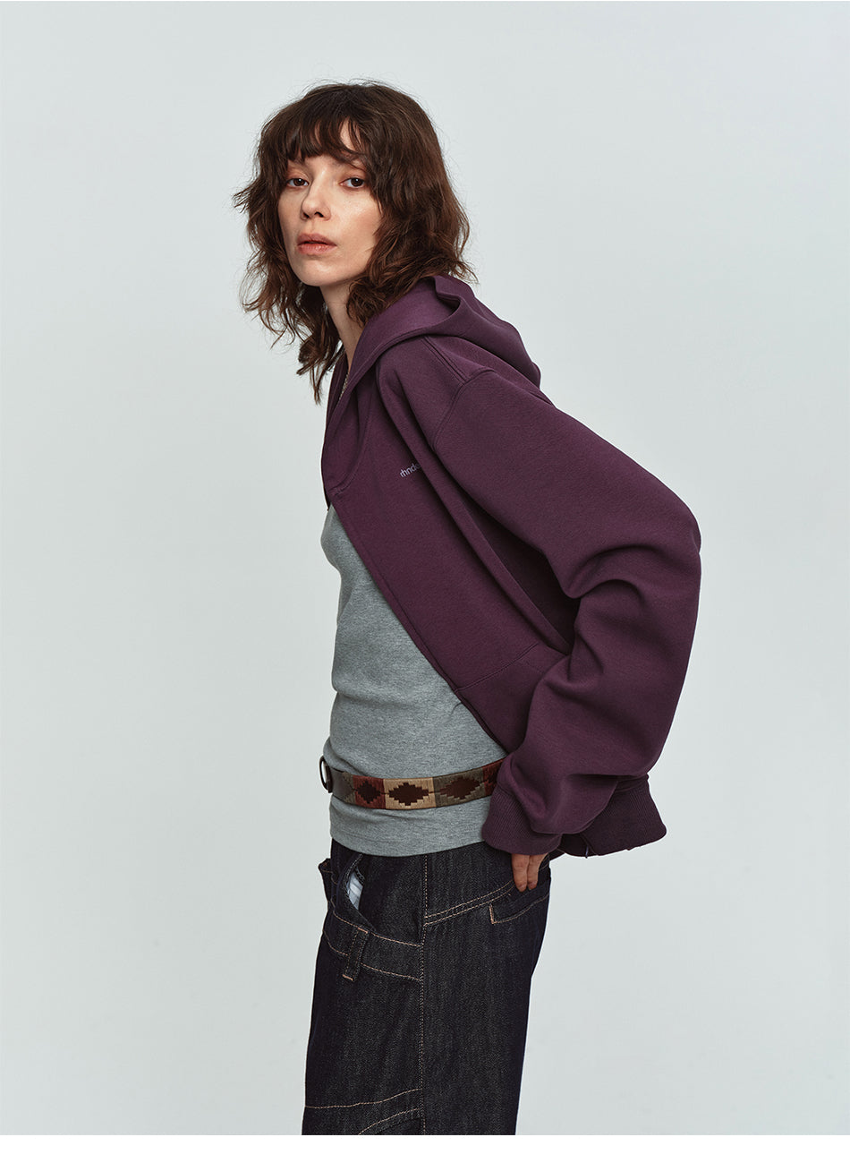 MADWITCH EMBROIDERED CROPPED ZIP HOODIE #2026756
