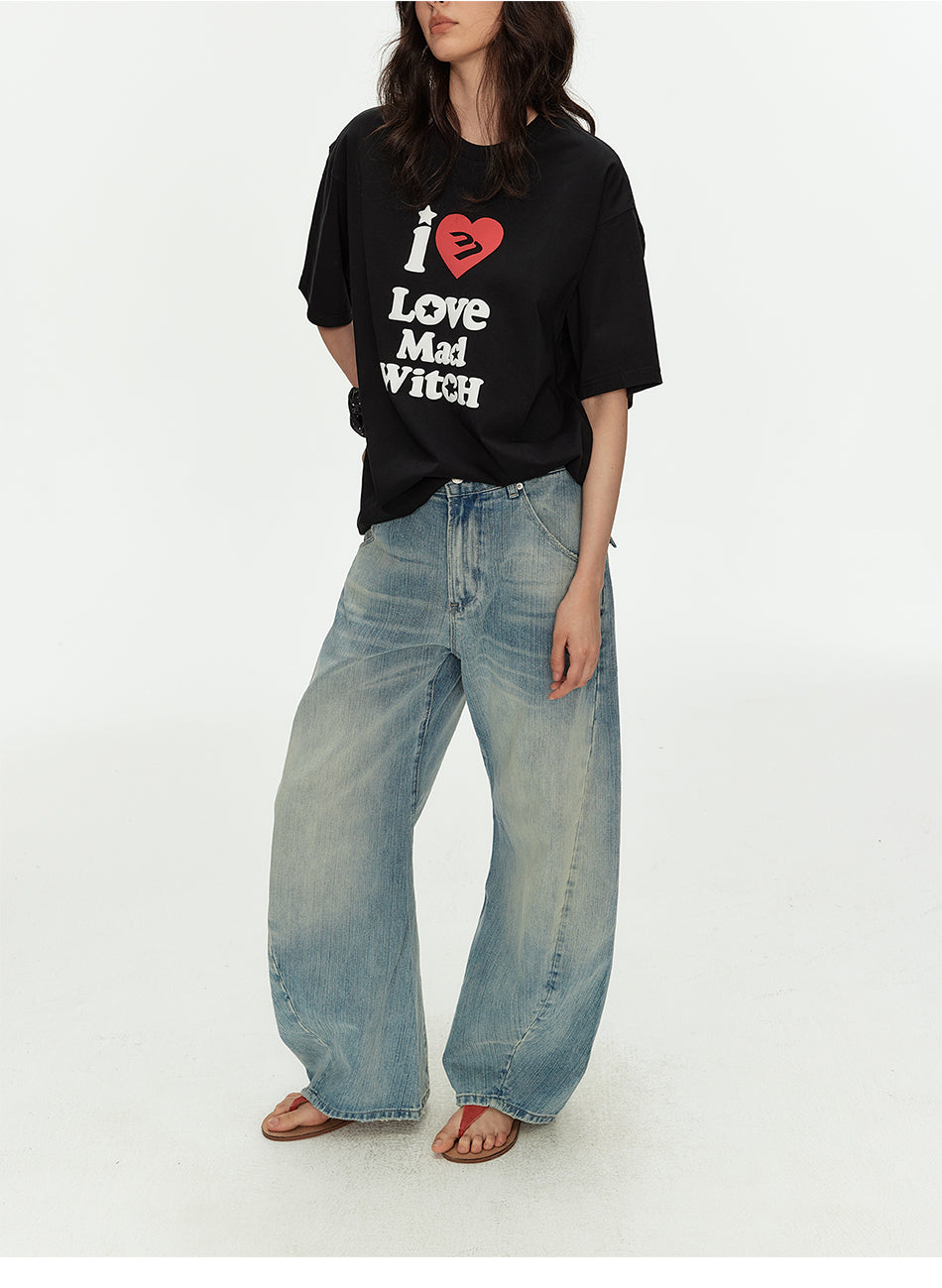 MADWITCH VINTAGE WASHED CURVED JEANS #CK9825