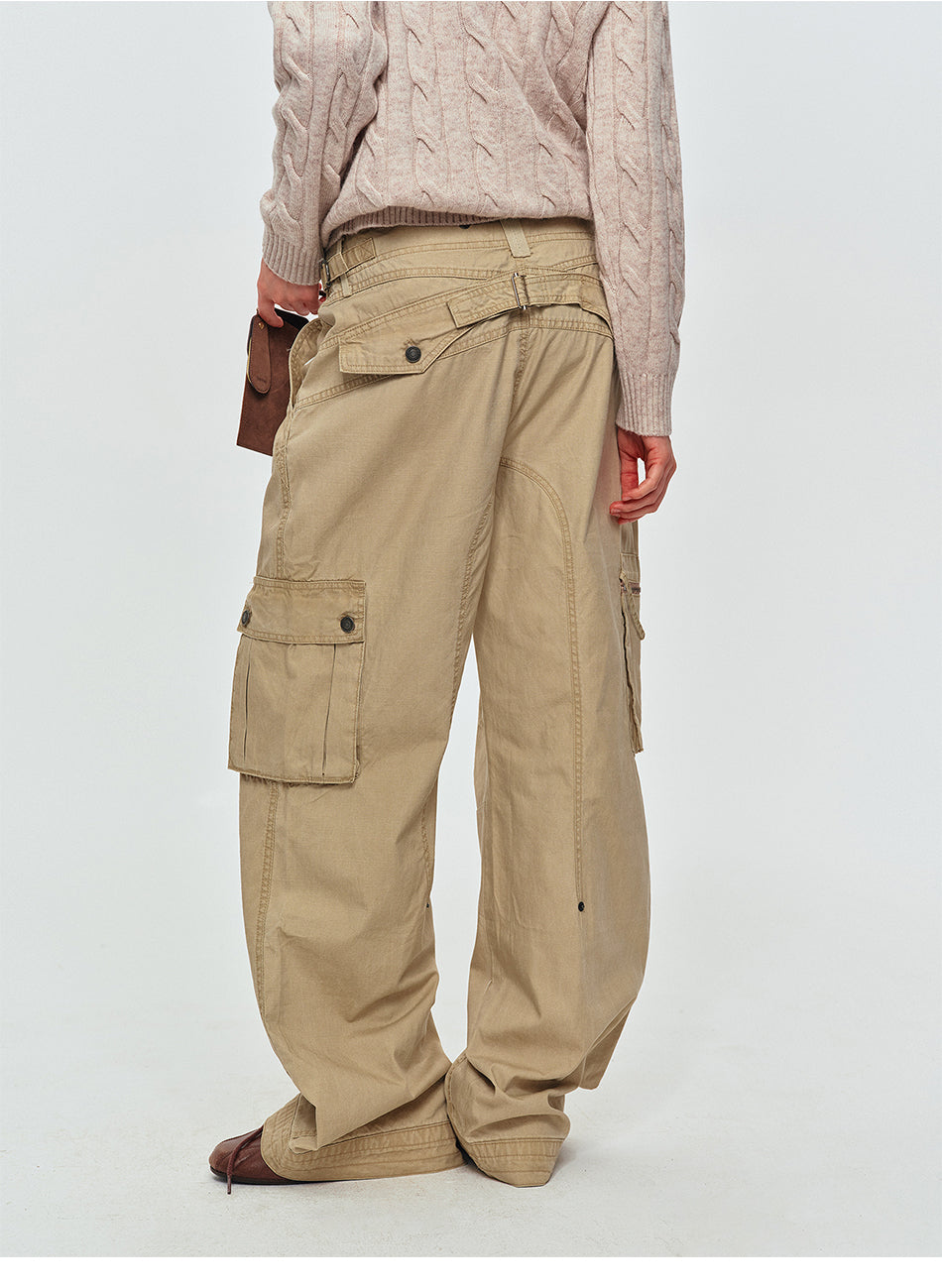 MADWITCH PANELED MULTI-POCKET CARGO PANTS #CK61019