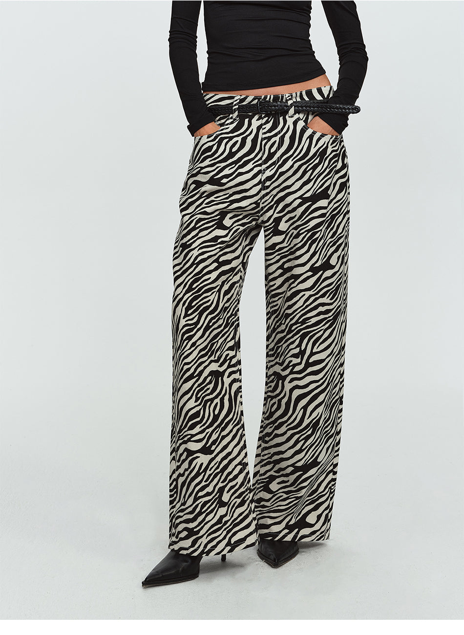 MADWITCH ZEBRA-PRINT RELAXED WIDE-LEG TROUSERS #2026779