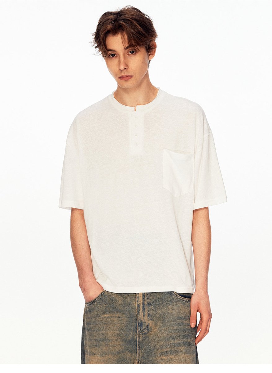 MADWITCH HENLEY LINEN RELAXED TEE UTU055 - MadWitch Store