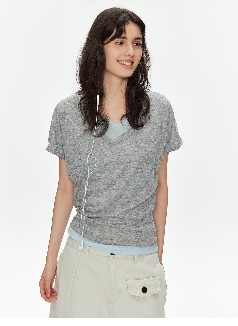 MADWITCH V-NIP WAIST RUCHED TEE #G26430