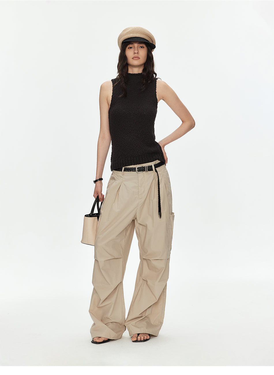 MADWITCH TEXTURED OPEN KNIT MOCK NECK VEST #MYCB017