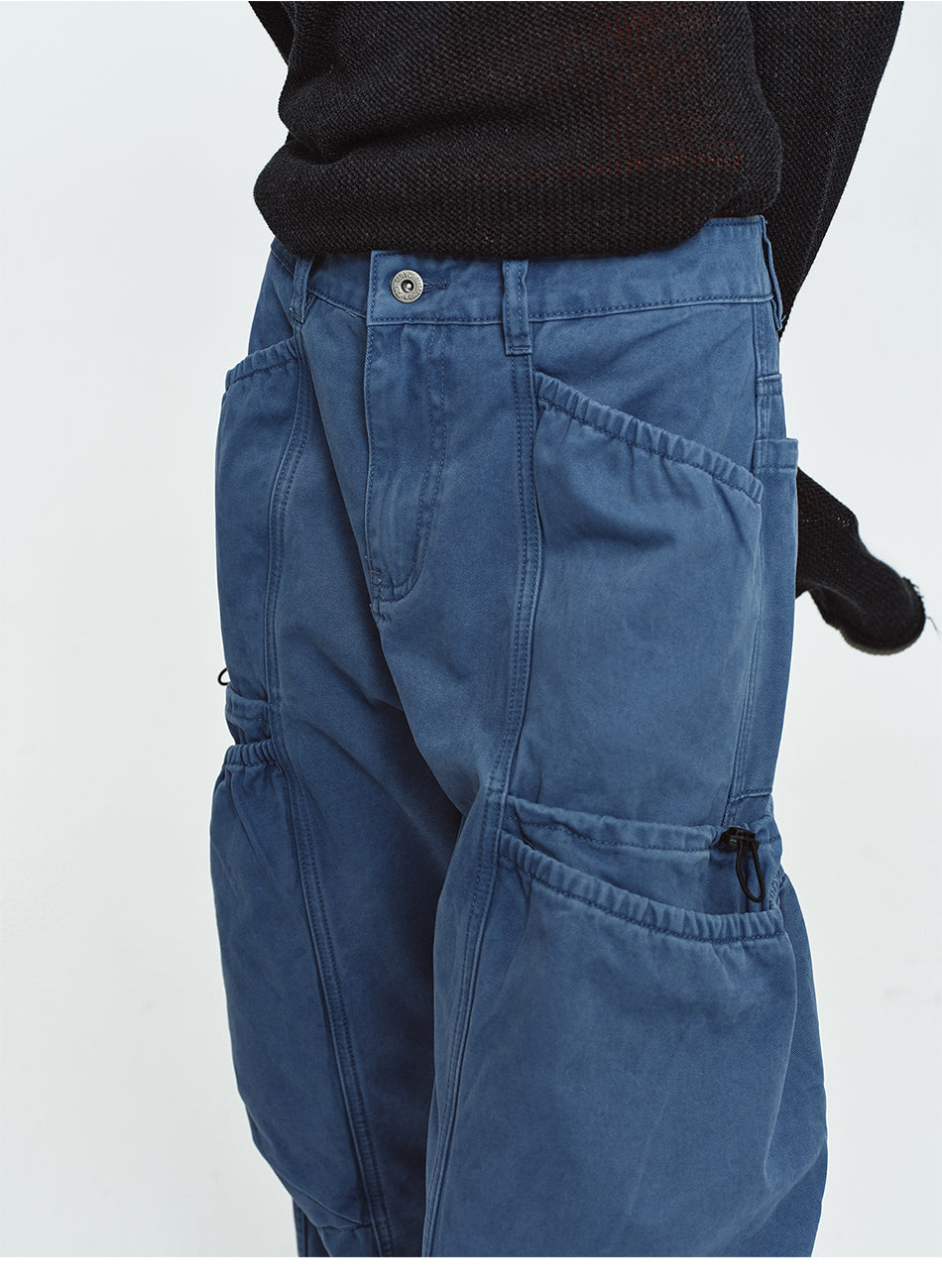 MADWITCH WASHED PANELLED WIDE-LEG CARGO PANTS #DR9623