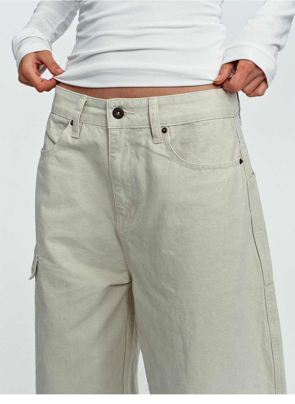 MADWITCH WASHED MULTI-POCKET CURVED-LEG CARGO PANTS #DR9622