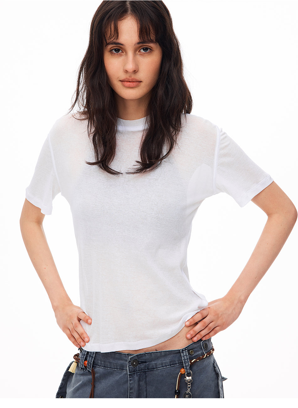 MADWITCH SHEER SHORT SLIM FIT CREWNECK TEE #GPTC150N