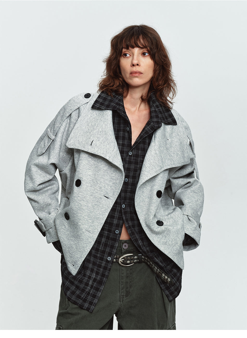 MADWITCH DOUBLE-BREASTED UTILITY-STRAP STAND-COLLAR SWEATSHIRT #G2611