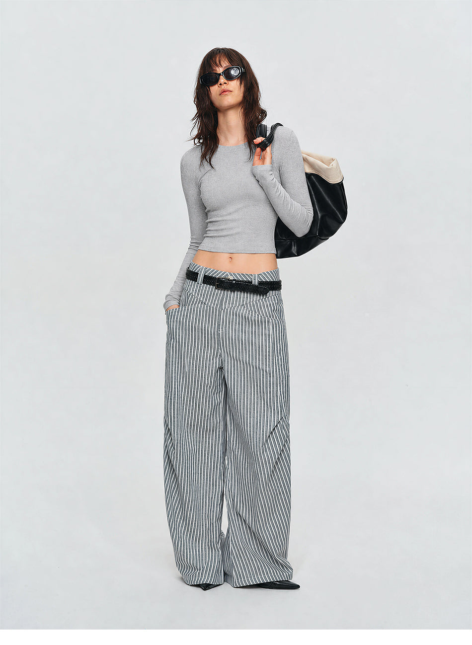MADWITCH CROPPED RIBBED LONG TEE #C2026347