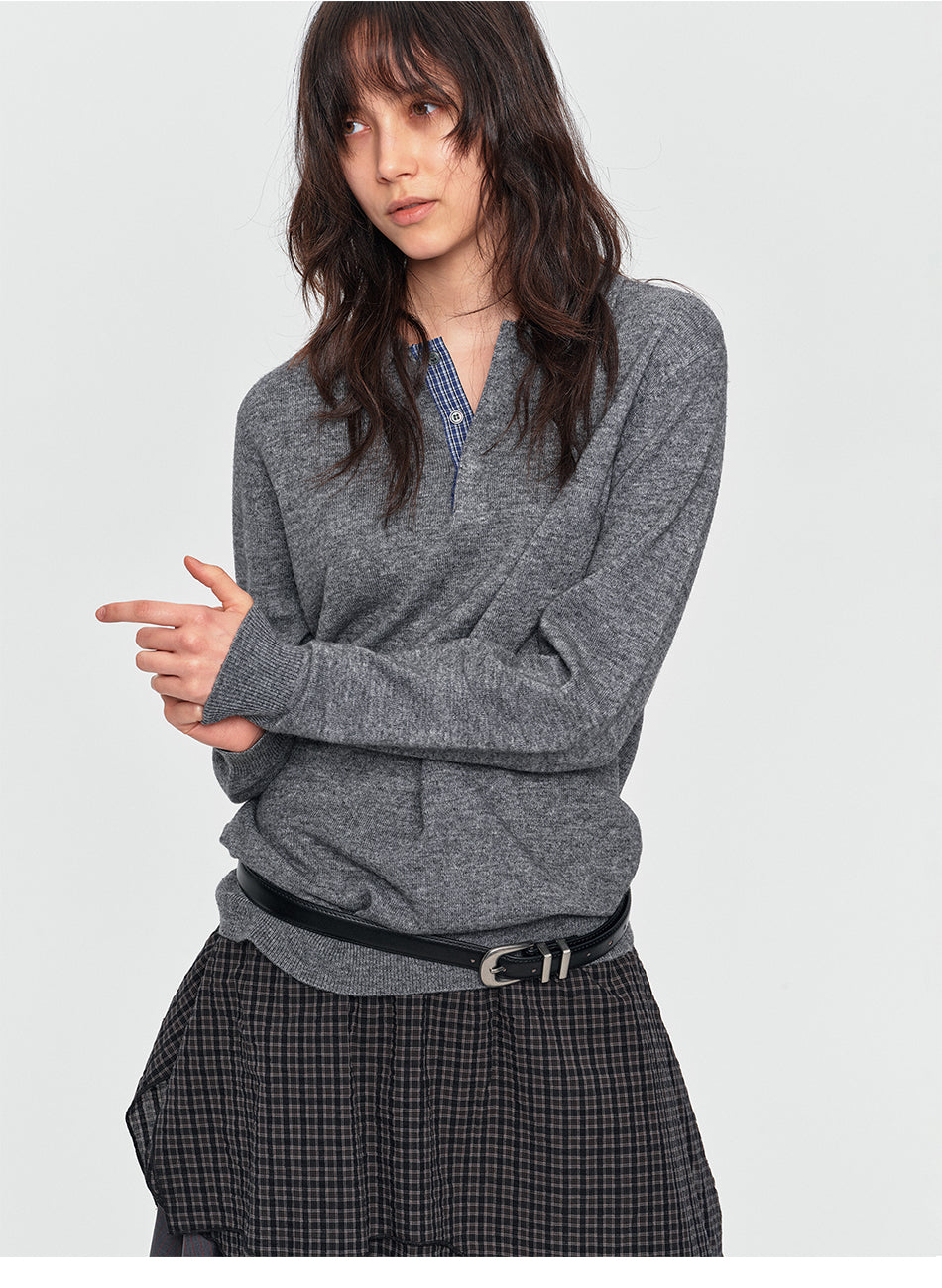 MADWITCH CONTRAST-COLLAR PLAID WOOL-BLEND CARDIGAN #11889
