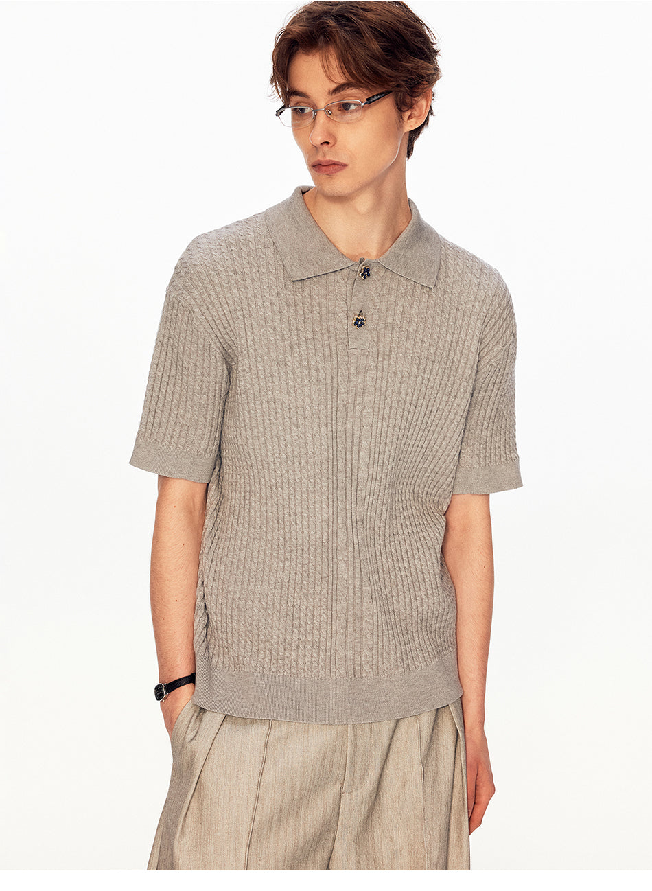 MADWITCH CABLE RIBBED POLO TEE #3011