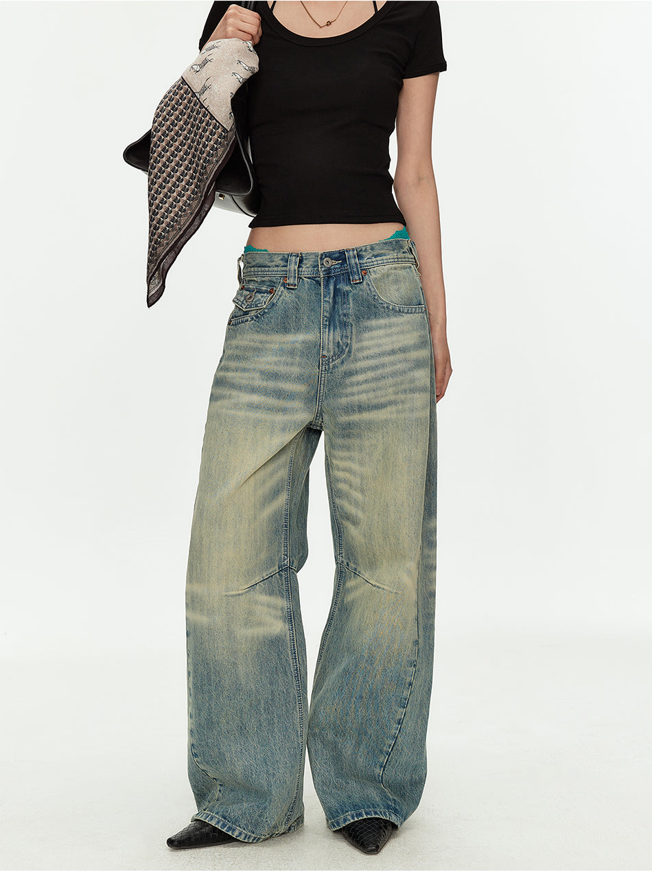 MADWITCH CURVED LEG VINTAGE WIDE JEANS #GPC9820