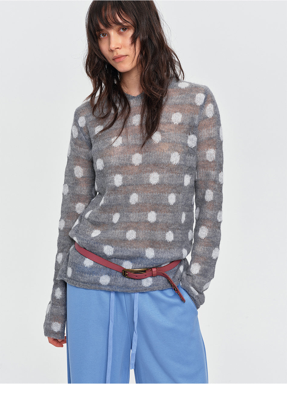 MADWITCH POLKA-DOT HOODED KNIT TOP #MYC026