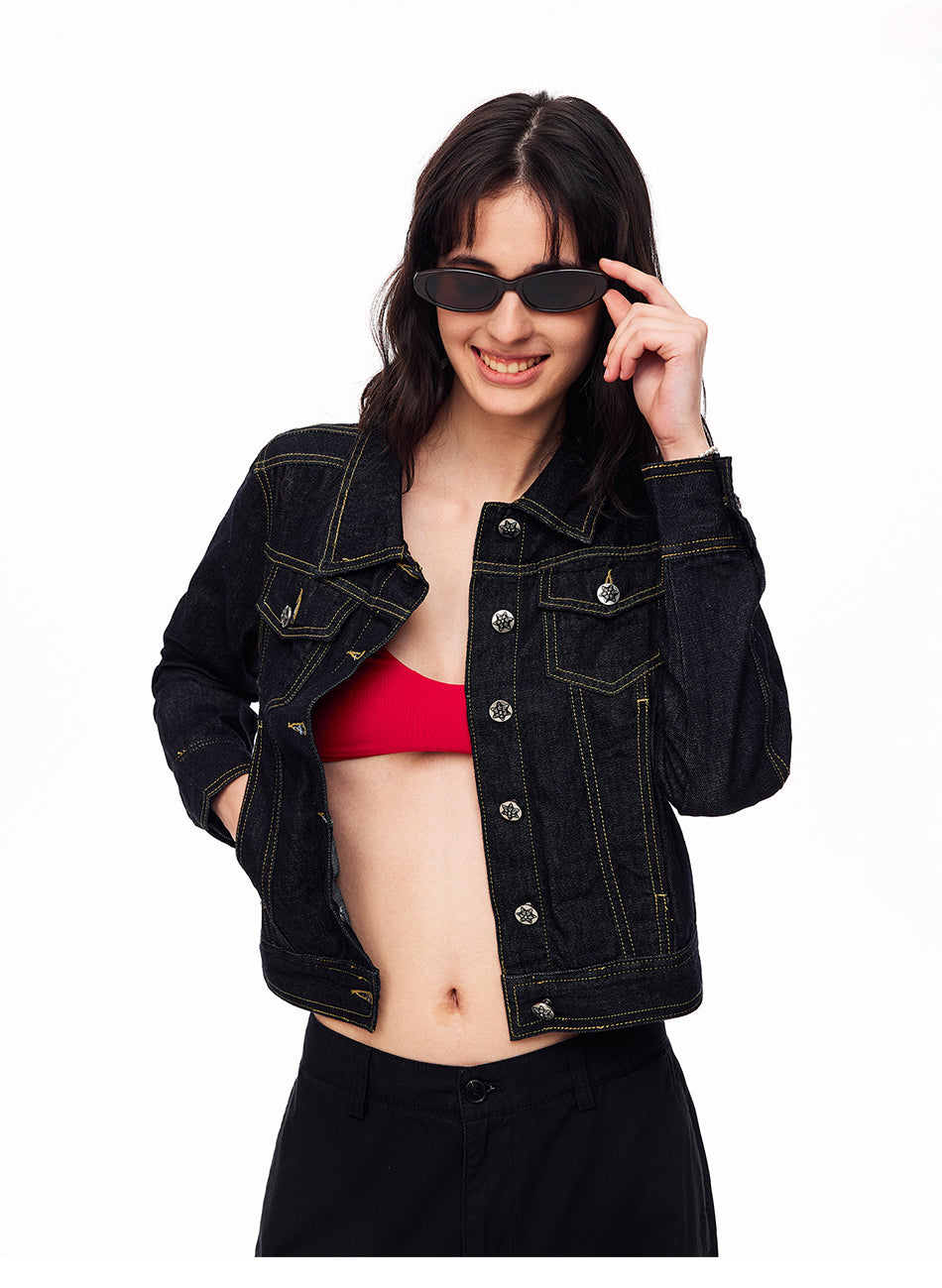 MADWITCH VINTAGE CROPPED DENIM JACKET #CW1366N