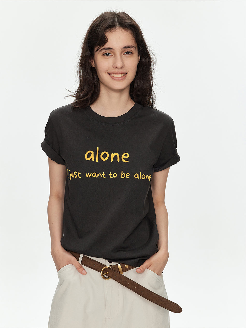 MADWITCH LETTER PRINT COUPLE TEE #MD4330