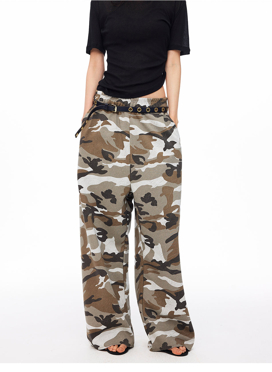 MADWITCH CAMO DRAWSTRING WIDE-LEG TROUSERS #CK61027