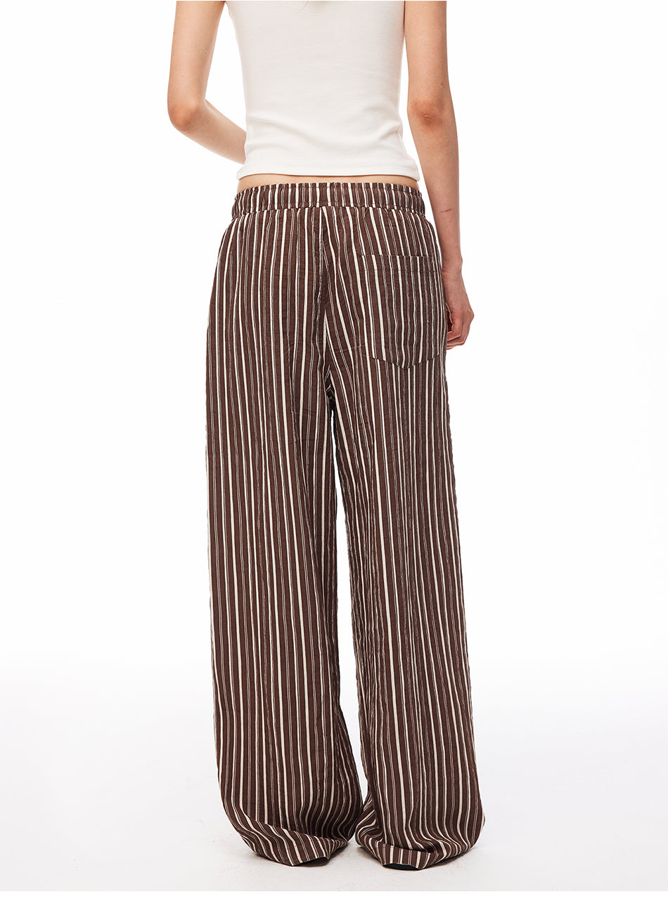 MADWITCH STRIPED LYOCELL-BLEND WIDE-LEG PANTS #CK61030