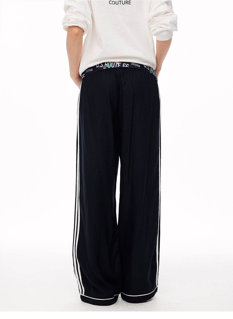 MADWITCH STRIPED LYOCELL-LINEN WIDE-LEG PANTS #CK61057
