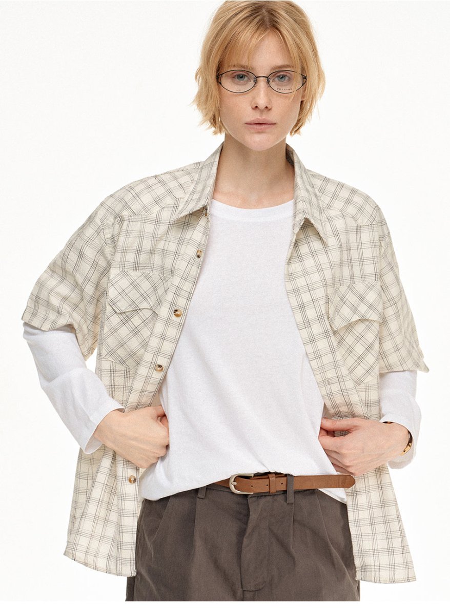 MADWITCH RELAXED COLLAR PLAID SHIRT 991186 - MadWitch Store
