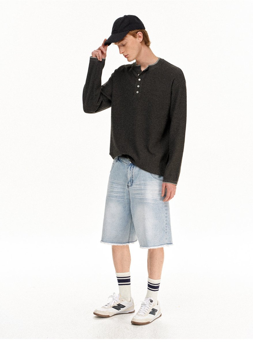 MADWITCH HENLEY WAFFLE KNIT TEE 68633 - MadWitch Store