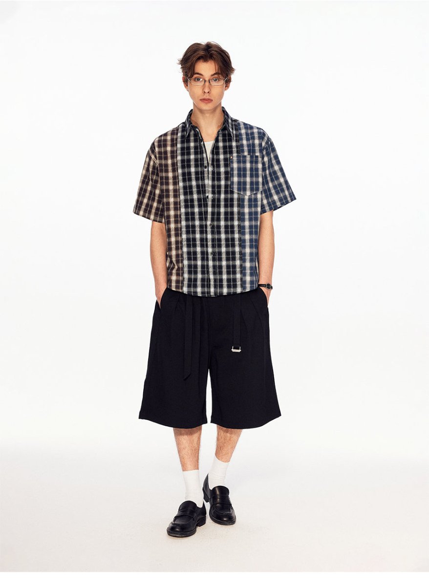 MADWITCH VINTAGE PLAID PATCHWORK SHIRT 991215 - MadWitch Store