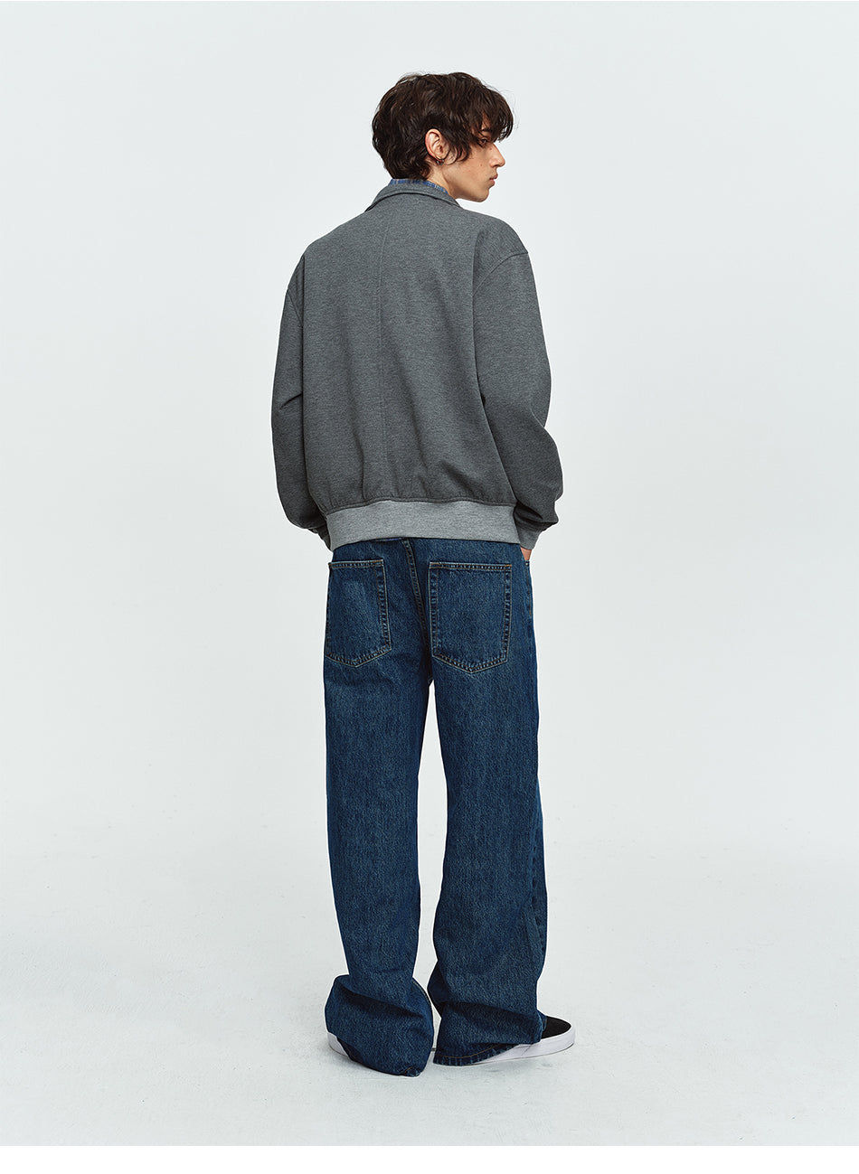 MADWITCH COLOR-BLOCK STAND-COLLAR RELAXED ZIP JACKET #AT605