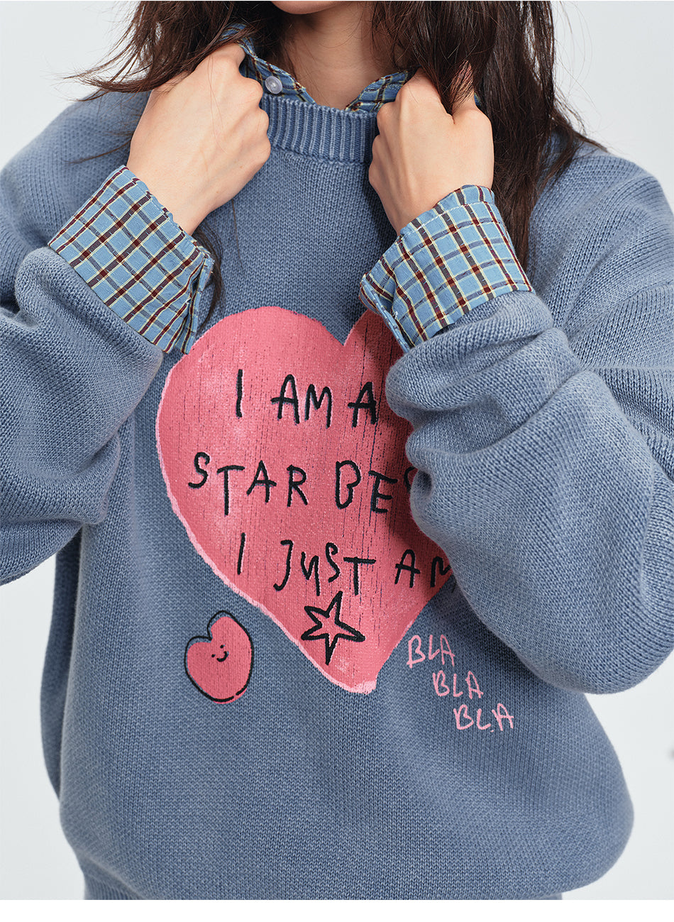 MADWITCH GRAFFITI HEART OVERSIZED SWEATER #MY2609